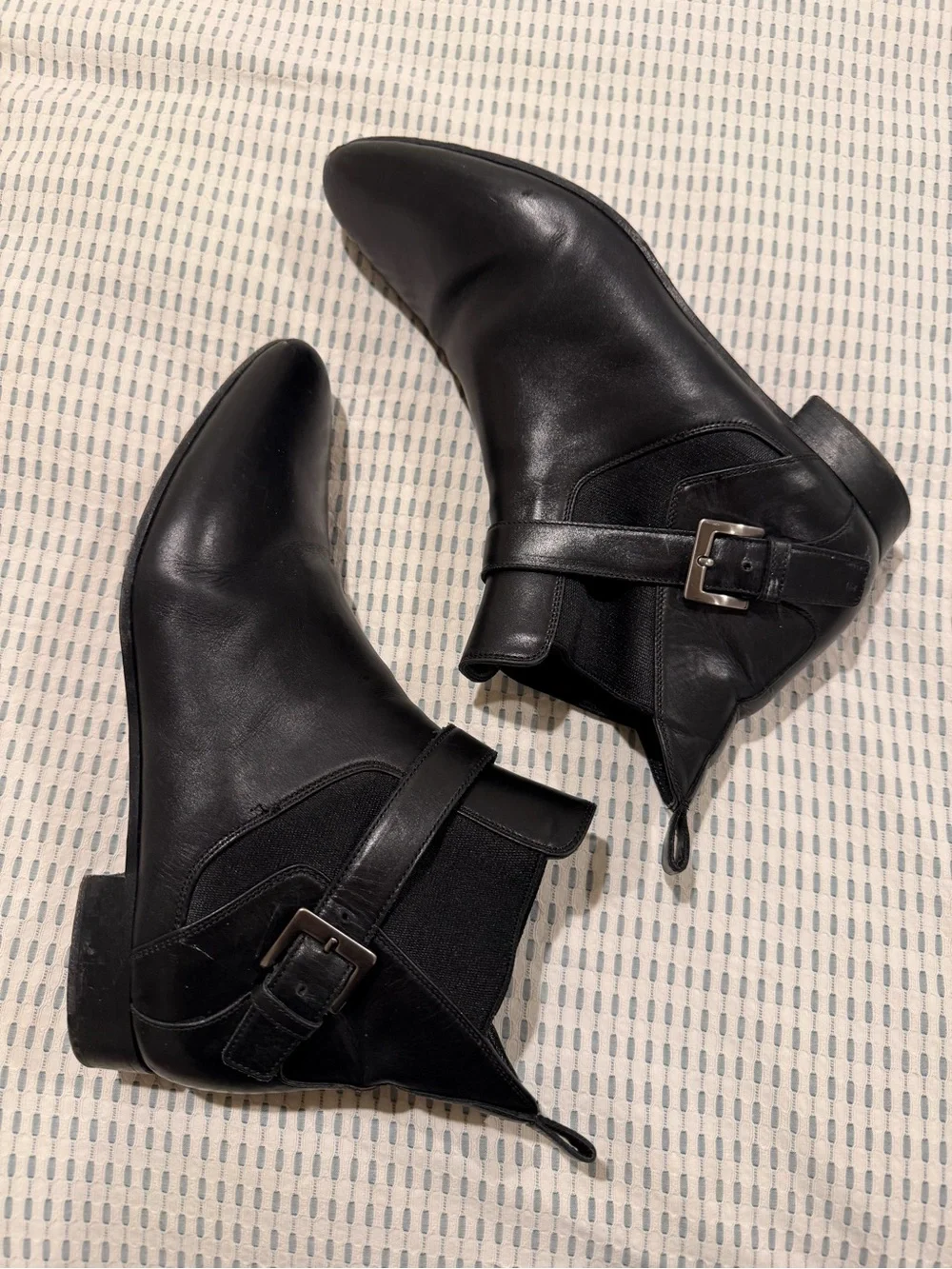 Miu Miu Black Leather Ankle Booties with Side Strap Size 9